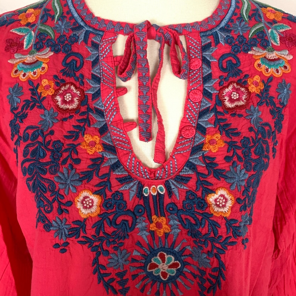Johnny Was Chelsee Tunic Blouse Cotton Pink - Picture 3 of 8